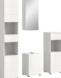 welltime Badmöbel-Set »BIEL, Höhe 190 cm, Hochschrank, Unterschrank, Spiegel, Standschrank« 4 Stk. tlg.
