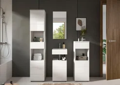 welltime Badmöbel-Set »BIEL, Höhe 190 cm, Hochschrank, Unterschrank, Spiegel, Standschrank« 4 Stk. tlg.