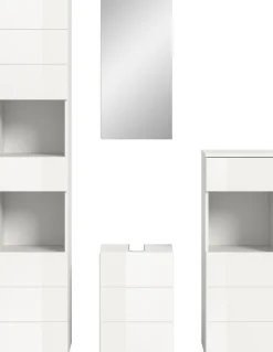 welltime Badmöbel-Set »BIEL, Höhe 190 cm, Hochschrank, Unterschrank, Spiegel, Standschrank« 4 Stk. tlg.