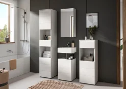 welltime Badmöbel-Set »BIEL, Höhe 190 cm, Hochschrank, Unterschrank, Spiegel, Standschrank« 4 Stk. tlg.