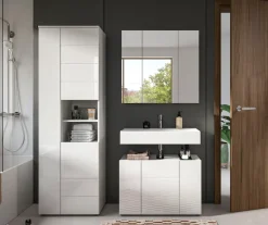 welltime Badmöbel-Set »BIEL, Höhe 190 cm, Hochschrank, Unterschrank, Spiegelschrank« 3 Stk. tlg.
