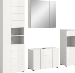 welltime Badmöbel-Set »BIEL, Höhe 190 cm, Hochschrank, Unterschrank, Spiegel, Standschrank« 4 Stk. tlg.