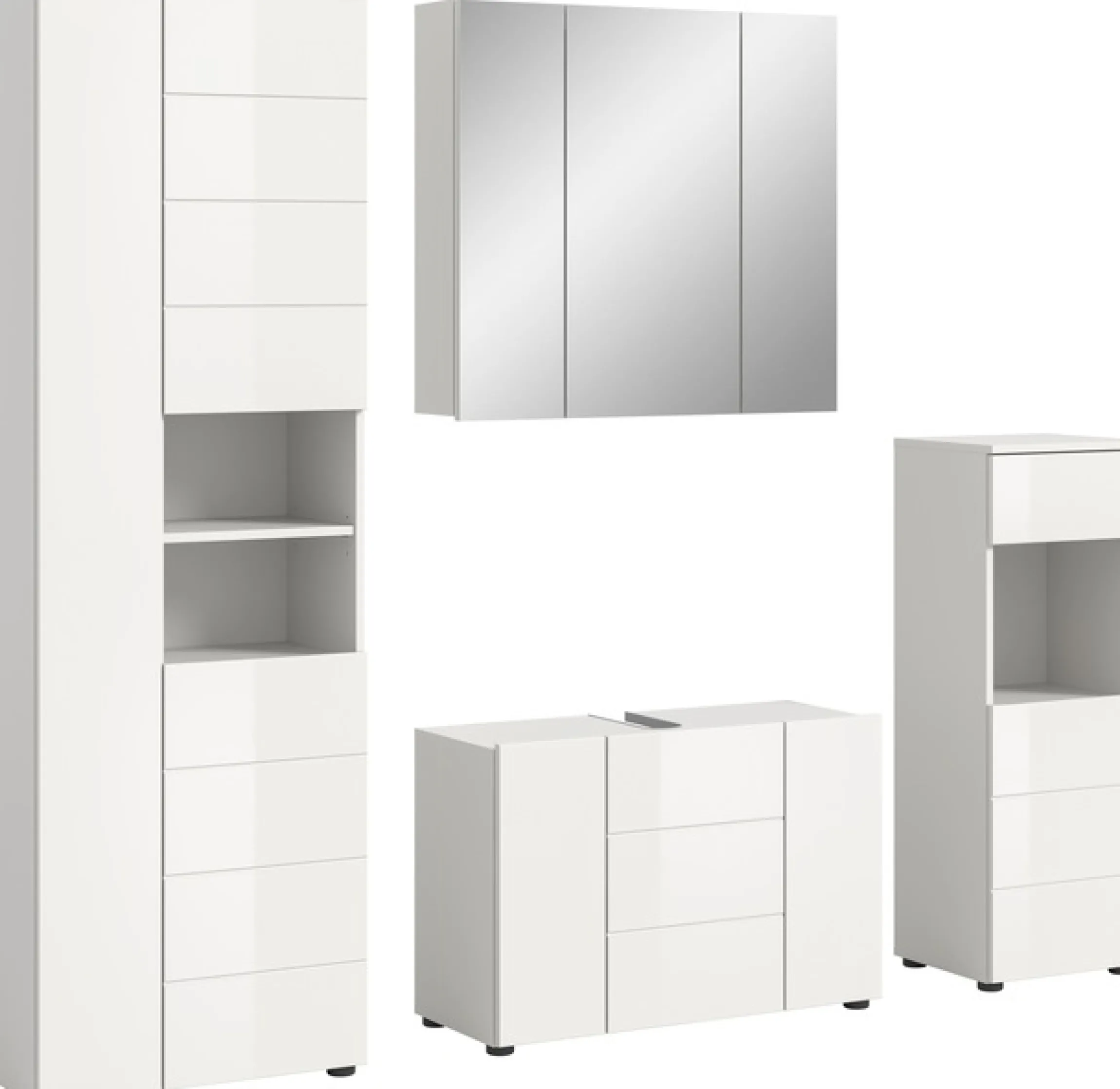 welltime Badmöbel-Set »BIEL, Höhe 190 cm, Hochschrank, Unterschrank, Spiegel, Standschrank« 4 Stk. tlg.