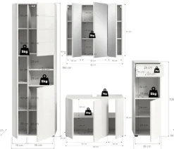 welltime Badmöbel-Set »BIEL, Höhe 190 cm, Hochschrank, Unterschrank, Spiegel, Standschrank« 4 Stk. tlg.