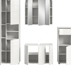 welltime Badmöbel-Set »BIEL, Höhe 190 cm, Hochschrank, Unterschrank, Spiegel, Standschrank« 4 Stk. tlg.