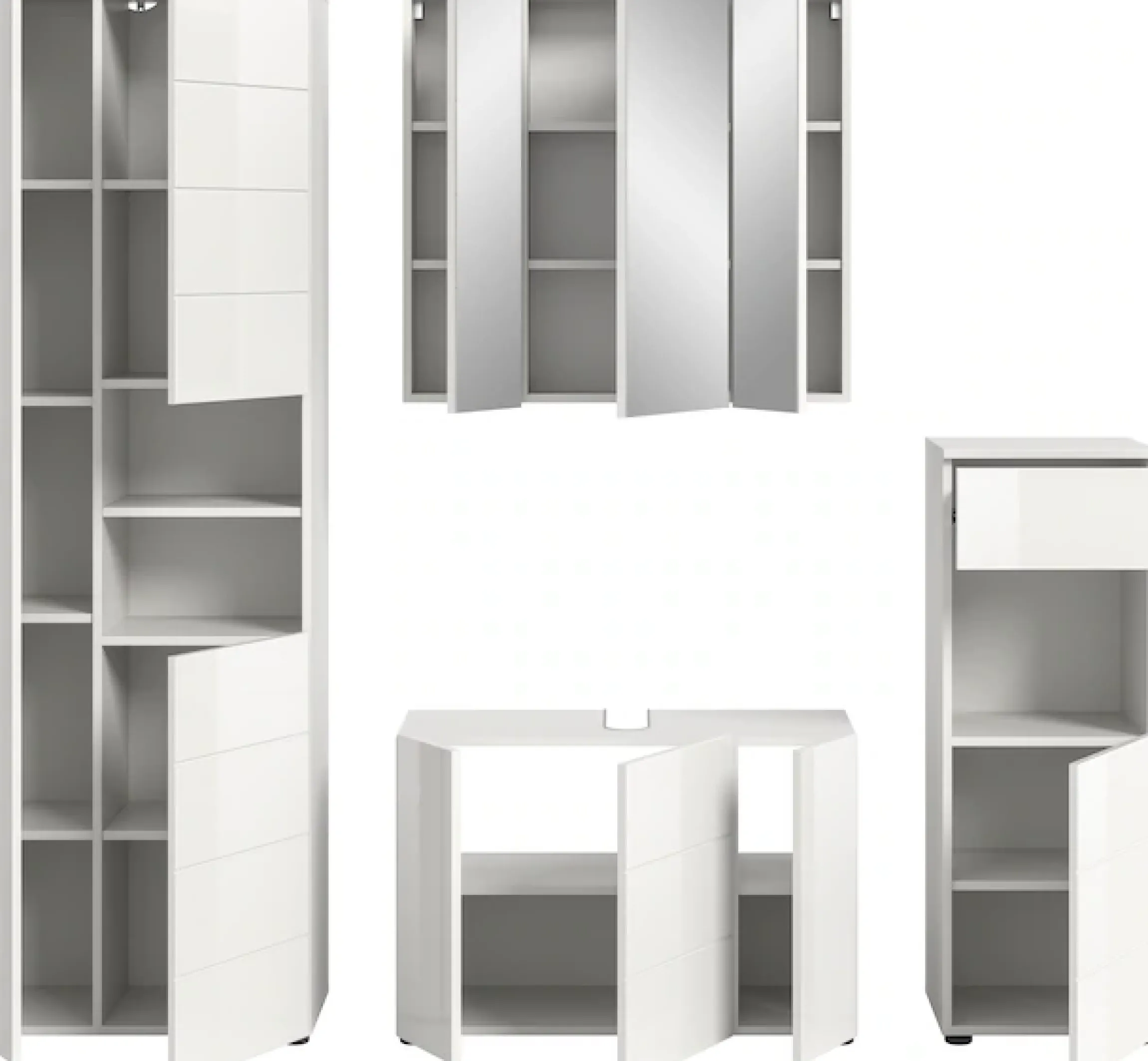 welltime Badmöbel-Set »BIEL, Höhe 190 cm, Hochschrank, Unterschrank, Spiegel, Standschrank« 4 Stk. tlg.
