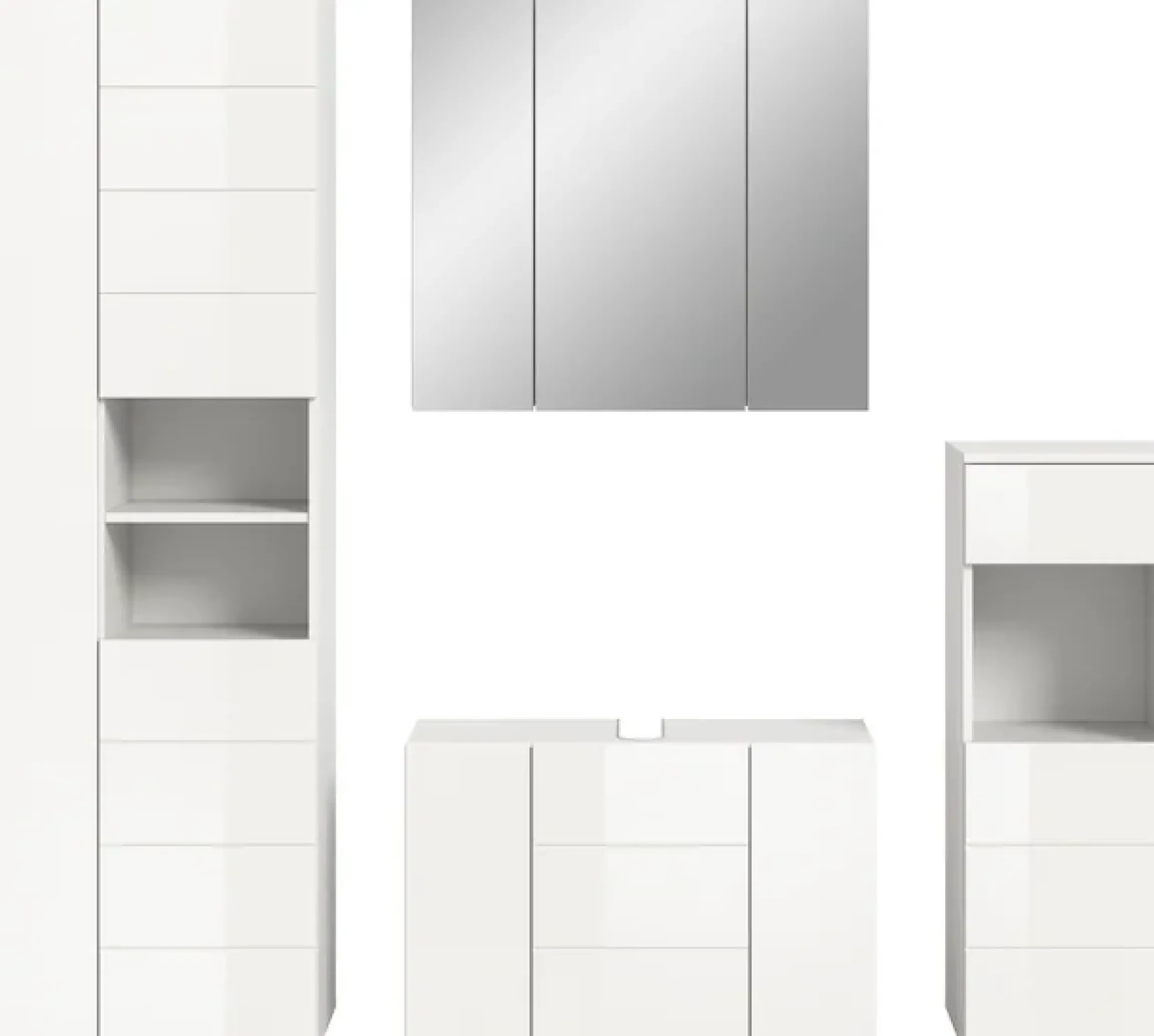 welltime Badmöbel-Set »BIEL, Höhe 190 cm, Hochschrank, Unterschrank, Spiegel, Standschrank« 4 Stk. tlg.