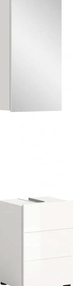 welltime Badmöbel-Set »BIEL, 2 teilig, hochwertige MDF Front, Rillenoptik« 2 teiliges Set, bestehend aus: Waschbeckenunterschrank, Spiegelschrank, 2 Stk. tlg.