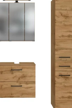 welltime Badmöbel-Set »Chicago« Spiegelschrank, Unterbeckenschrank, Seitenschrank, 3 Stk. tlg.