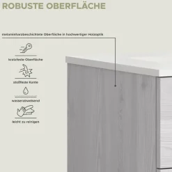 welltime Badmöbel-Set »COSENZA, 3-teilig, inkl. Beleuchtung, mit farblich abgesetztem Kranz« best.aus: Hochschrank, Waschtisch inkl. Waschbecken & Spiegelschrank, 4 Stk. tlg.