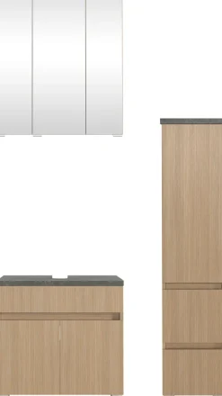welltime Badmöbel-Set »EIXO, Set aus Spiegelschrank, Unterbeckenschrank und Midischrank«