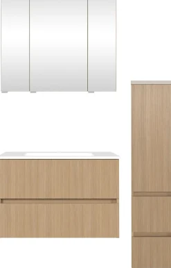 welltime Badmöbel-Set »EIXO, Set aus Spiegelschrank, Waschtisch und Midischrank«