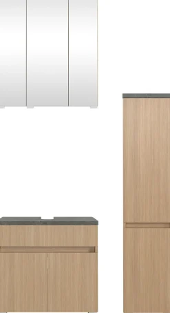 welltime Badmöbel-Set »EIXO, Set aus Spiegelschrank, Unterbeckenschrank und Midischrank«