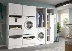 welltime Badmöbel-Set »FALAS,4-teilig, Hauswirtschaftsraum Set, Breite 248 cm« 1x Wäscheschrank, 2x Waschmaschinenumbauschrank & 1xMehrzweckschrank,