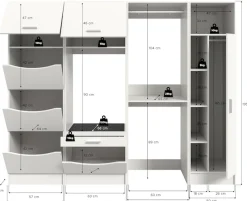 welltime Badmöbel-Set »FALAS,4-teilig, Hauswirtschaftsraum Set, Breite 248 cm« 1x Wäscheschrank, 2x Waschmaschinenumbauschrank & 1xMehrzweckschrank,