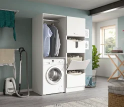 welltime Badmöbel-Set »FALAS,2-teilig, Hauswirtschaftsraum Set, Breite 126 cm« Set, bestehend aus: 1x Waschmaschinenumbauschrank & 1x Wäscheschrank, 2 Stk. tlg.