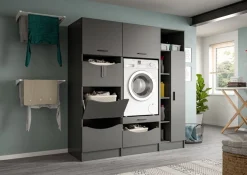 welltime Badmöbel-Set »FALAS,3-teilig, Hauswirtschaftsraum Set, Breite 176 cm« 1x Wäscheschrank, 1x Waschmaschinenumbauschrank, 1x Mehrzweckschrank,