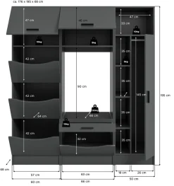 welltime Badmöbel-Set »FALAS,3-teilig, Hauswirtschaftsraum Set, Breite 176 cm« 1x Wäscheschrank, 1x Waschmaschinenumbauschrank, 1x Mehrzweckschrank,