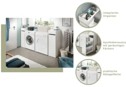 welltime Badmöbel-Set »FALAS,4-teilig, Hauswirtschaftsraum Set, Breite 190 cm« Set, bestehend aus: 2x Waschmaschinenumbauschrank und 2x Standregal, 4 Stk. tlg.