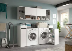 welltime Badmöbel-Set »FALAS,6-teilig, Hauswirtschaftsraum Set, Breite 190 cm« Set, 2x Waschmaschinenumbauschrank, 2x Standregal & 2x Hängeschrank, 6 Stk. tlg.