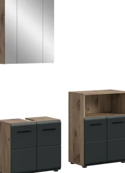 welltime Badmöbel-Set »FLORENZ,3-teilige Badkombination, hochwertige MDF-Front« Set, best. aus: Waschbeckenunterschrank, Spiegelschrank, Midischrank breit, 3 Stk. tlg.