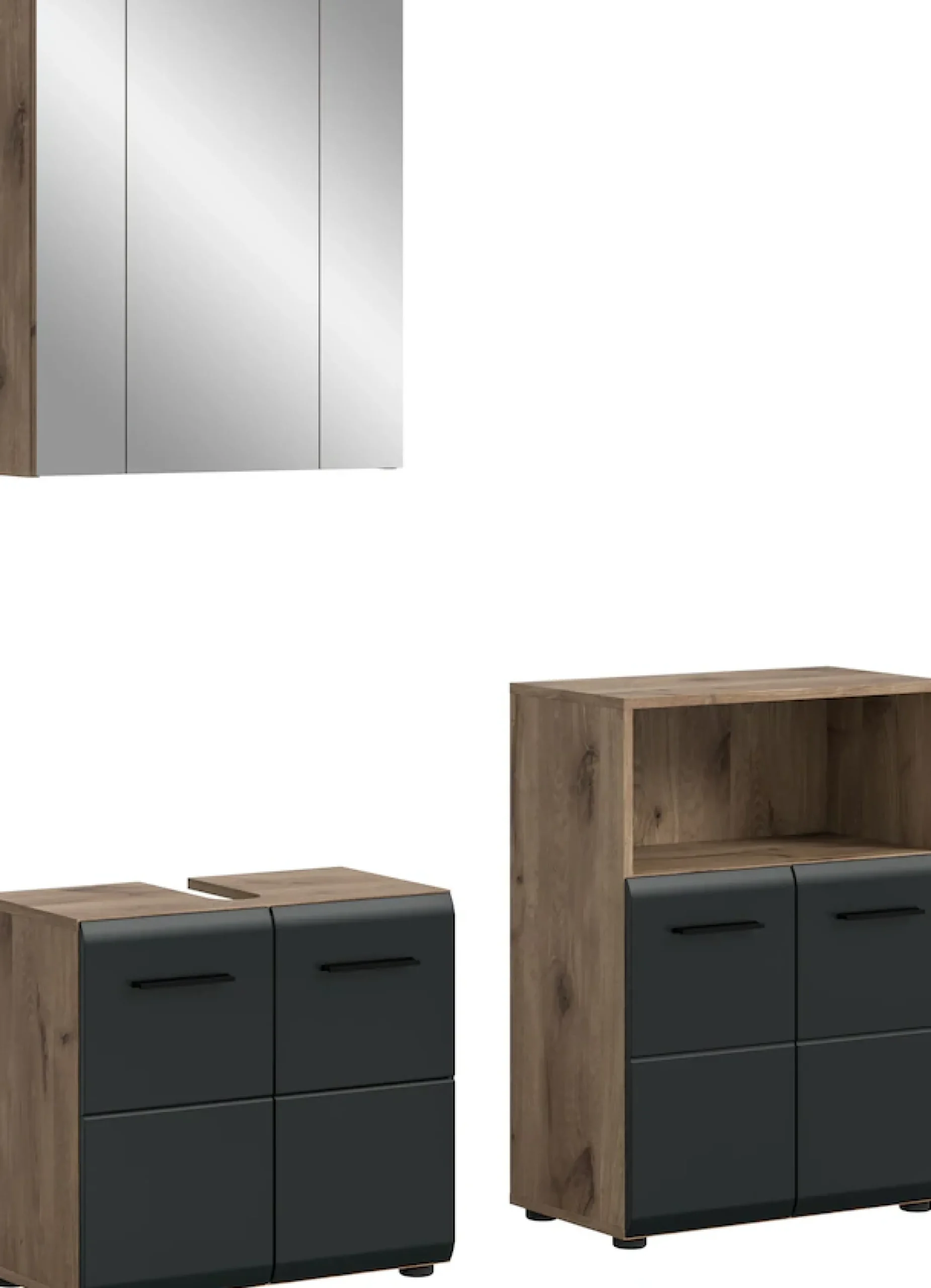 welltime Badmöbel-Set »FLORENZ,3-teilige Badkombination, hochwertige MDF-Front« Set, best. aus: Waschbeckenunterschrank, Spiegelschrank, Midischrank breit, 3 Stk. tlg.