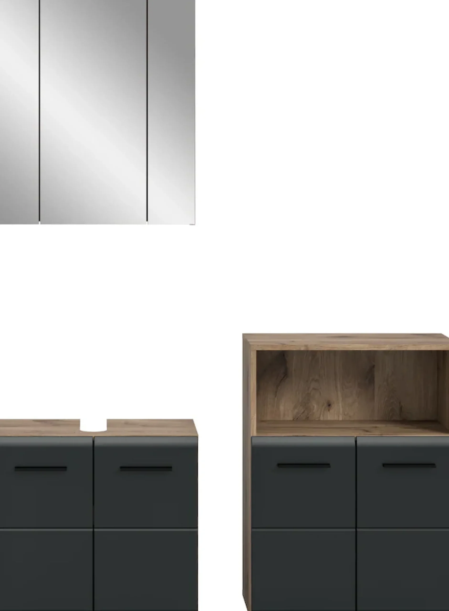welltime Badmöbel-Set »FLORENZ,3-teilige Badkombination, hochwertige MDF-Front« Set, best. aus: Waschbeckenunterschrank, Spiegelschrank, Midischrank breit, 3 Stk. tlg.