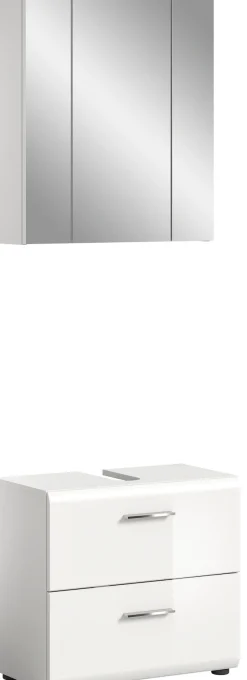 welltime Badmöbel-Set »FLORENZ,2-teilige Badkombination, hochwertige MDF-Front« Set, bestehend aus: 1 Waschbeckenunterschrank, 1 Spiegelschrank,