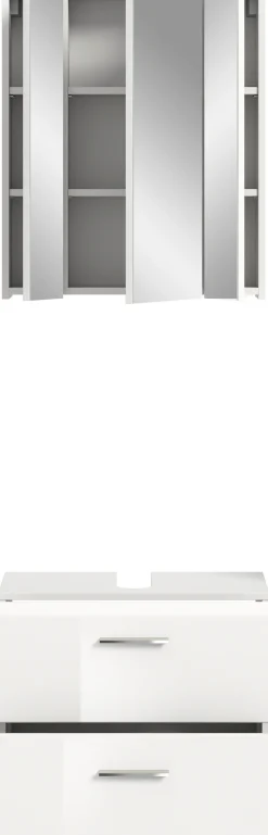 welltime Badmöbel-Set »FLORENZ,2-teilige Badkombination, hochwertige MDF-Front« Set, bestehend aus: 1 Waschbeckenunterschrank, 1 Spiegelschrank,