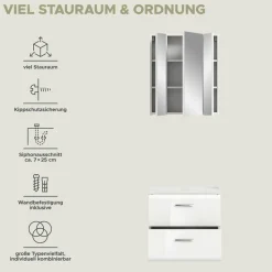 welltime Badmöbel-Set »FLORENZ,2-teilige Badkombination, hochwertige MDF-Front« Set, bestehend aus: 1 Waschbeckenunterschrank, 1 Spiegelschrank,