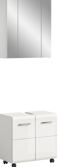 welltime Badmöbel-Set »FLORENZ, 2-tlg. Bad-Kombination, hochwertige MDF-Front« best. aus: 1 Spiegelschrank, 1 Waschbeckenunterschrank, 3 Stk. tlg.