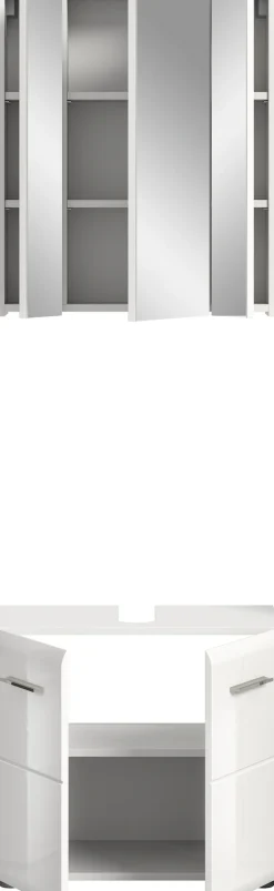 welltime Badmöbel-Set »FLORENZ,2-teilige Badkombination, hochwertige MDF-Front« Set, bestehend aus: 1 Waschbeckenunterschrank, 1 Spiegelschrank, 2 Stk. tlg.