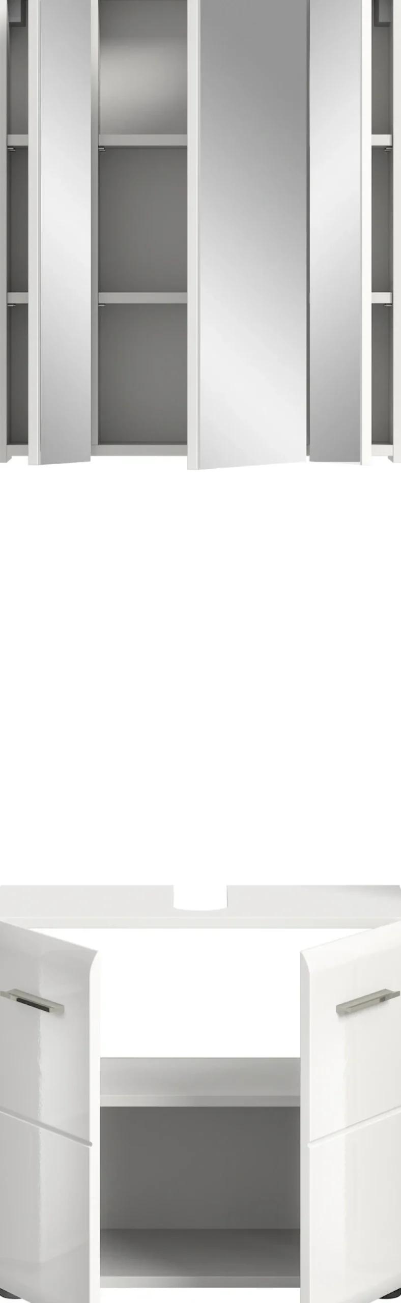welltime Badmöbel-Set »FLORENZ,2-teilige Badkombination, hochwertige MDF-Front« Set, bestehend aus: 1 Waschbeckenunterschrank, 1 Spiegelschrank, 2 Stk. tlg.