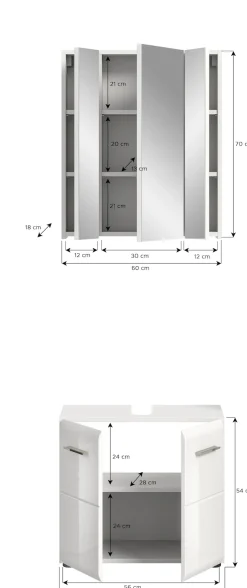 welltime Badmöbel-Set »FLORENZ,2-teilige Badkombination, hochwertige MDF-Front« Set, bestehend aus: 1 Waschbeckenunterschrank, 1 Spiegelschrank, 2 Stk. tlg.