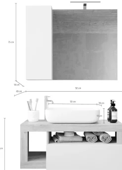 welltime Badmöbel-Set »Hamburg, Badezimmerset 2tlg. Breite 92 cm, Badmöbel, Waschtisch inkl.« Spar-Set, 2 Stk. tlg.