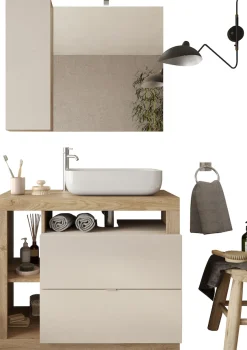 welltime Badmöbel-Set »Hamburg, Badezimmerset 2tlg. Breite 92 cm, Badmöbel, Waschtisch inkl.« Spar-Set, 2 Stk. tlg.
