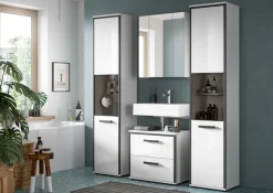 welltime Badmöbel-Set »KAJO, 4-tlg. Badkombination, weiß hochglanz« Set, Set, best. aus:2Hochschränken, 1 WBU, 1 Spiegelschrank, 4 Stk. tlg.