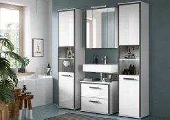 welltime Badmöbel-Set »KAJO, 4-tlg. Badkombination, weiß hochglanz inkl.Beleuchtung« Set, Set, best. aus: 2 Hochschränken,WBU,Spiegelschrank,Beleuchtung, 7 Stk. tlg.