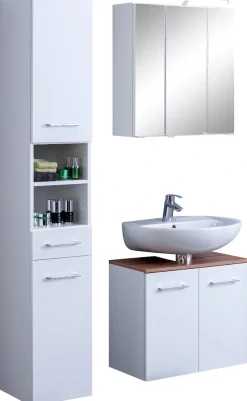 welltime Badmöbel-Set »Litica, Breite 155 cm, hochwertige Rillenfräsung, Metallkufen« 3 Stk. tlg.