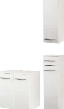 welltime Badmöbel-Set »Litica, Breite 120 cm, hochwertige Rillenfräsung, Metallkufen« 3 Stk. tlg.