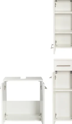 welltime Badmöbel-Set »Litica, Breite 120 cm, hochwertige Rillenfräsung, Metallkufen« 3 Stk. tlg.