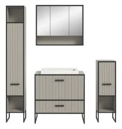 welltime Badmöbel-Set »Locri, Breite 170 cm, Rillenoptik, Metallkufen« 4 Stk. tlg.