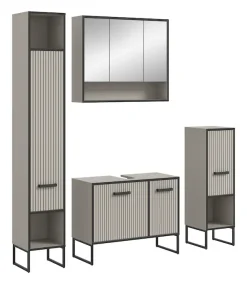 welltime Badmöbel-Set »Locri, Breite 170 cm, Rillenoptik, Metallkufen« 4 Stk. tlg.