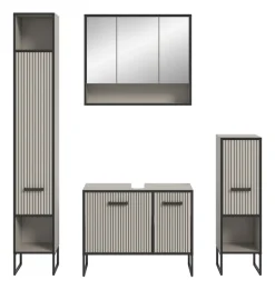 welltime Badmöbel-Set »Locri, Breite 170 cm, Rillenoptik, Metallkufen« 4 Stk. tlg.