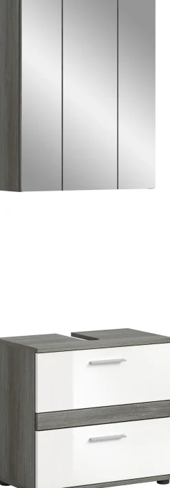 welltime Badmöbel-Set »Lucca, bestehend aus: 1x Waschbeckenunterschrank & 1x Spiegelschrank« Set, 2 Stk. tlg.