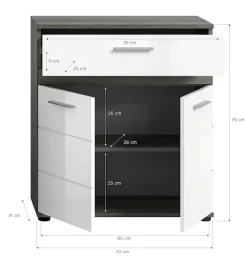 welltime Badmöbel-Set »LUCCA, 3-teilig, hochwertige MDF Front« Set, best. aus: Waschbeckenunterschrank, Spiegelschrank und Midischrank, 3 Stk. tlg.