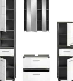welltime Badmöbel-Set »LUCCA, 4-teilig, MDF Hochglanzfront, bestehend aus:« Set, 4 Stk. tlg.