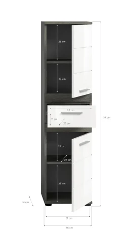 welltime Badmöbel-Set »LUCCA, 4-teilig, MDF Hochglanzfront, bestehend aus:« Set, 4 Stk. tlg.