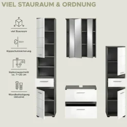 welltime Badmöbel-Set »LUCCA, 4-teilig, MDF Hochglanzfront, bestehend aus:« Set, 4 Stk. tlg.
