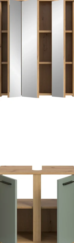 welltime Badmöbel-Set »LUCCA, 2 teilig, inklusive LED Beleuchtung, bestehend aus:« Set, 2 Stk. tlg.